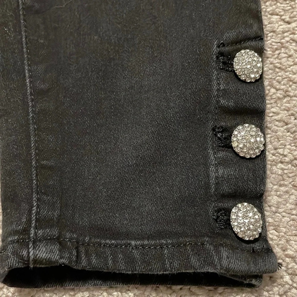Talbots Black Denim Jegging Rhinestone Ankle Buttons 4 - Picture 4 of 13